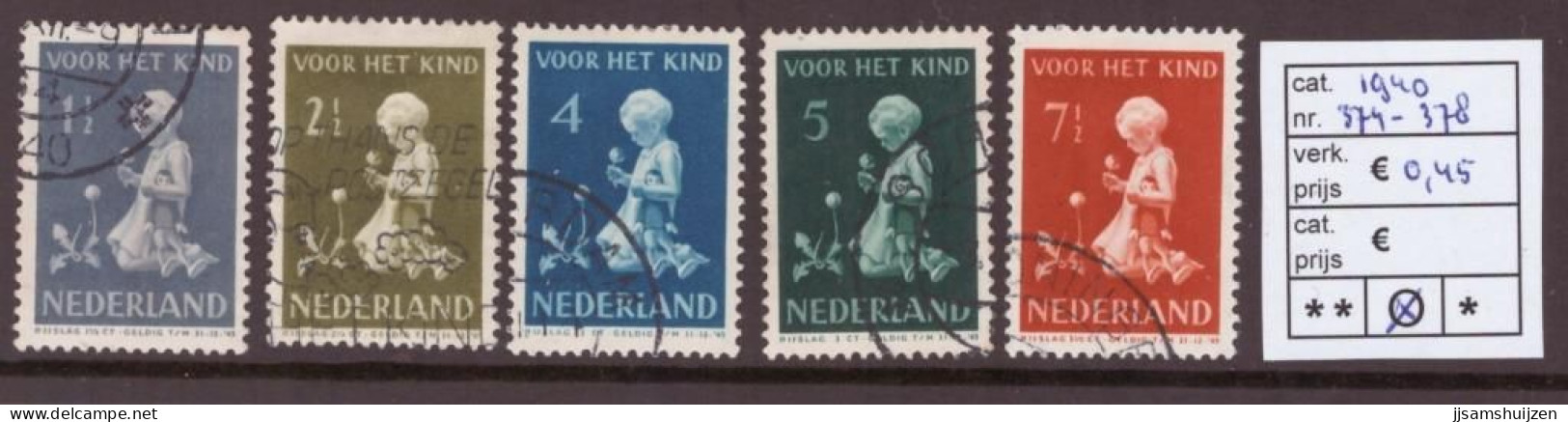 Netherlands Stamps Used 1940,  NVPH Number 374-378, See Scan For The Stamps - Gebruikt