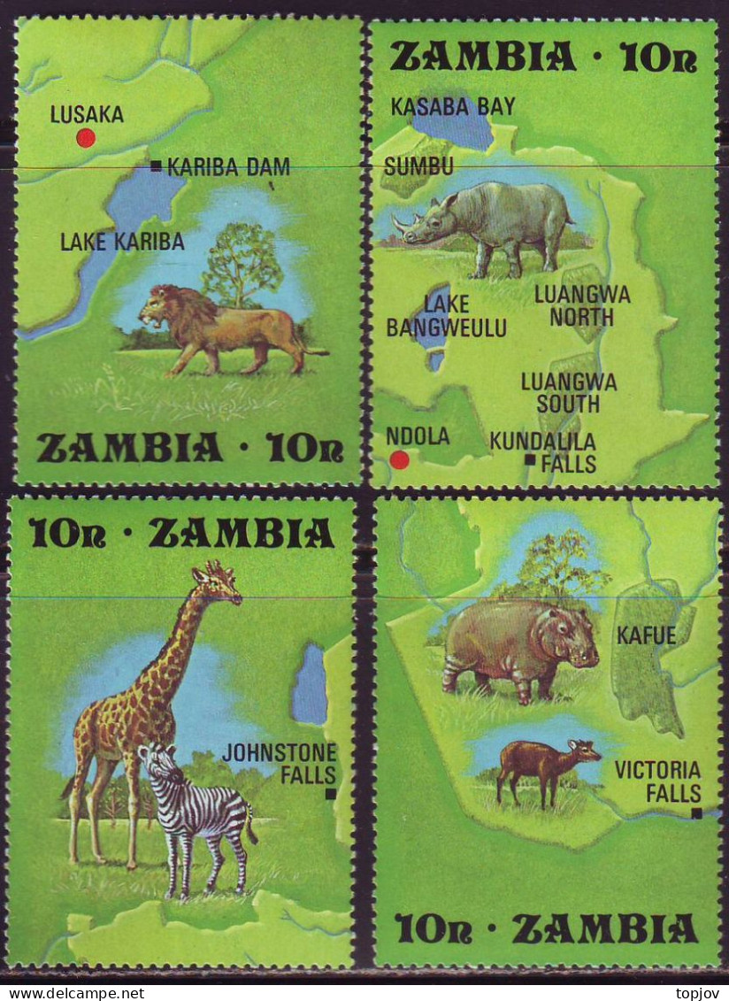 ZAMBIA - WWF  GIRAFFE HIPPO RHINOCEROS LION - **MNH - 1972 - Nuevos