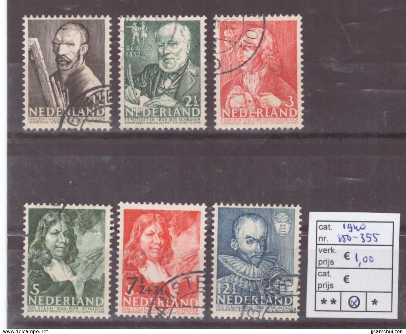 Netherlands Stamps Used 1940,  NVPH Number 350-355, See Scan For The Stamps - Gebraucht