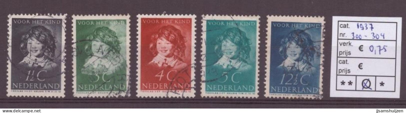 Netherlands Stamps Used 1937,  NVPH Number 300-304, See Scan For The Stamps - Gebruikt