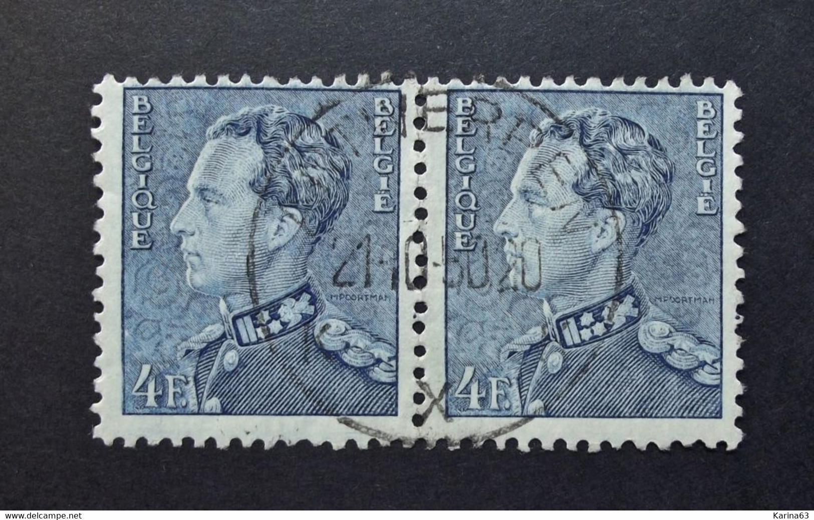 Belgie Belgique - 1950 - OPB/COB  N° 833  (2 Value) - Koning Leopold III  Poortman Obl. -  Antwerpen X . - Used Stamps