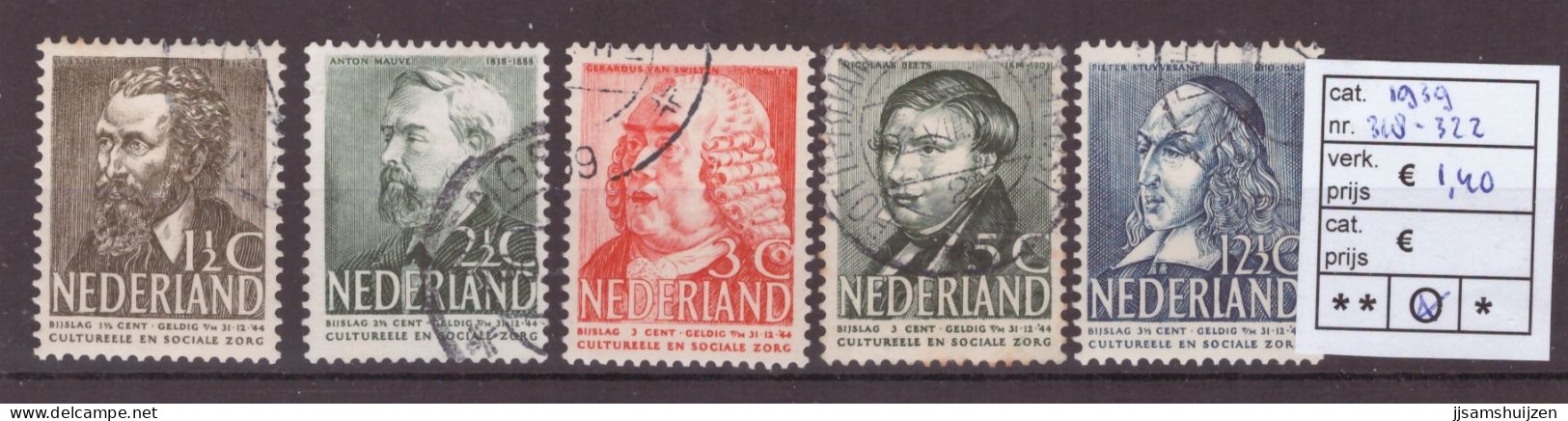 Netherlands Stamps Used 1939,  NVPH Number 318-322, See Scan For The Stamps - Usados