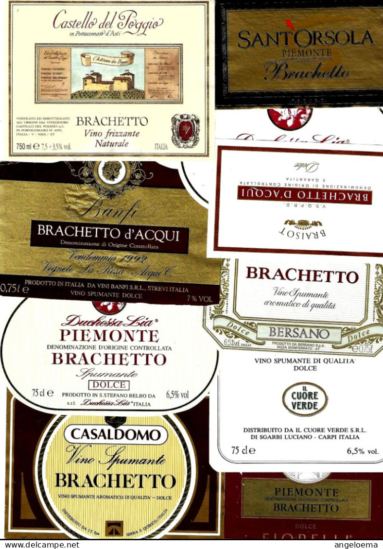 ITALIA ITALY - 10 Etichette Vino Rosso PIEMONTE Anni 1970-80-90 Spumante BRACHETTO D'Acqui E Del Piemonte - Rouges