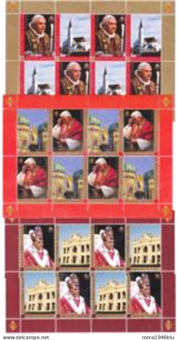 VATICANO 2007 GENETLIACO BENEDETTO XVI 3 MINIFOGLI ** MNH - Blocs & Feuillets