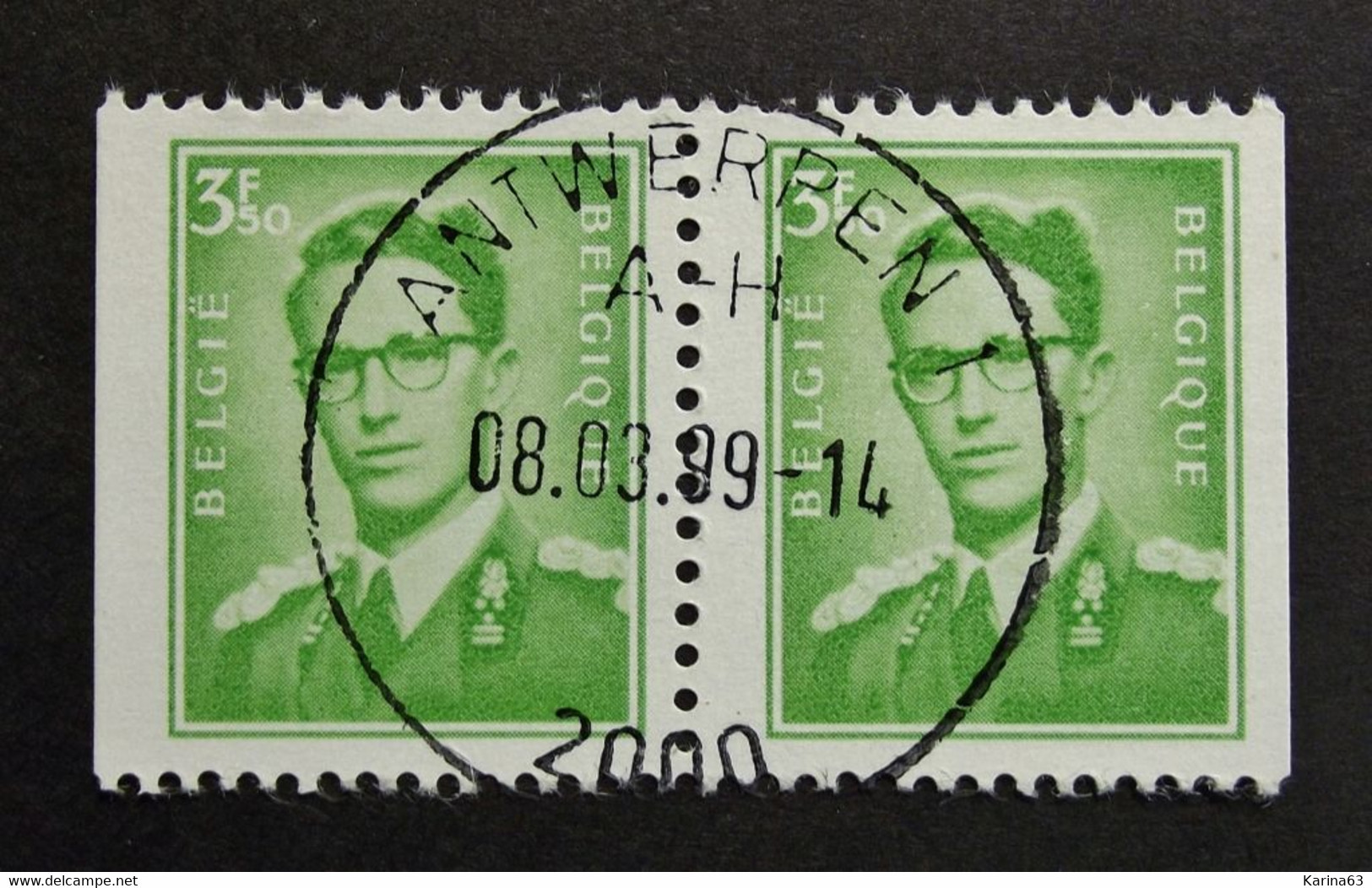 Belgie Belgique - 1970 - OPB/COB N° 1563d ( 2 Values ) - Koning Boudewijn Postzegelboekje - Obl. Oude God - Used Stamps