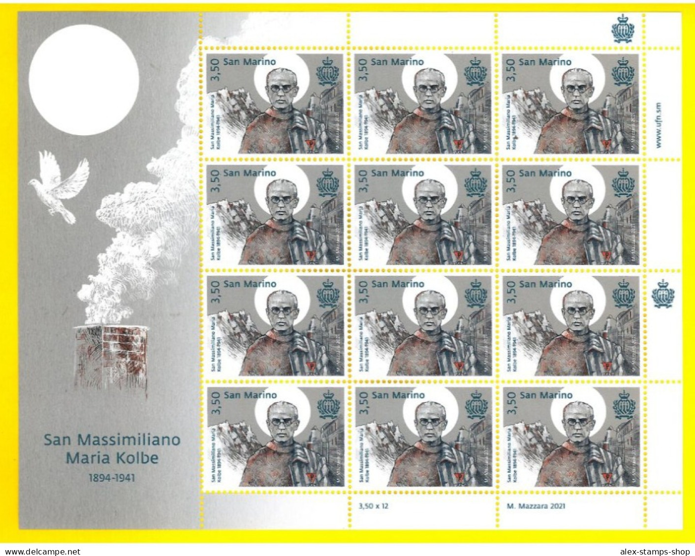 SAN MARINO 2021 Minifoglio 80°Anniversary San Massimiliano Maria KOLBE New Sheet - Blocchi & Foglietti