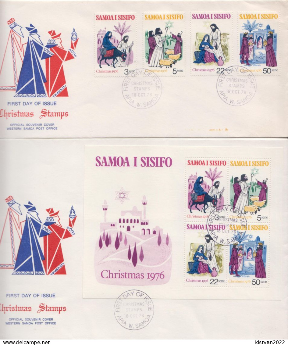 Samoa Set And Minisheet On FDCs - Kerstmis