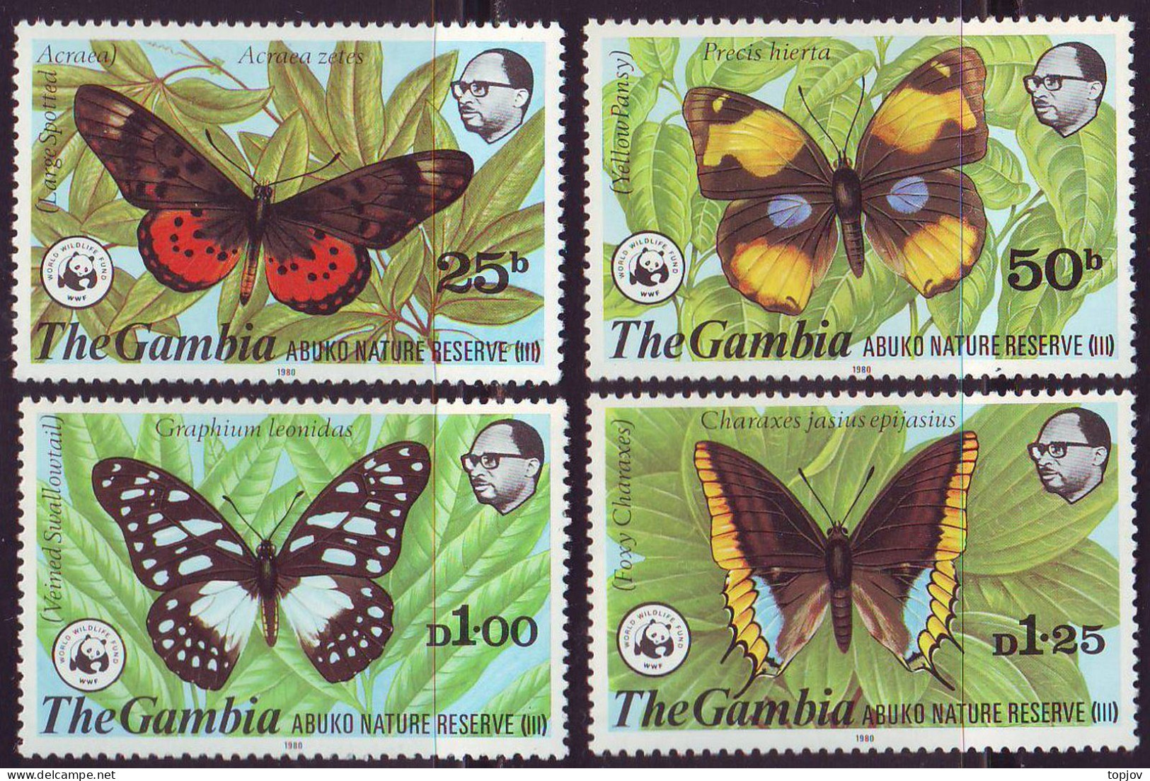 GAMBIA - WWF  BUTTERFLIES  - **MNH - 1980 - Nuevos