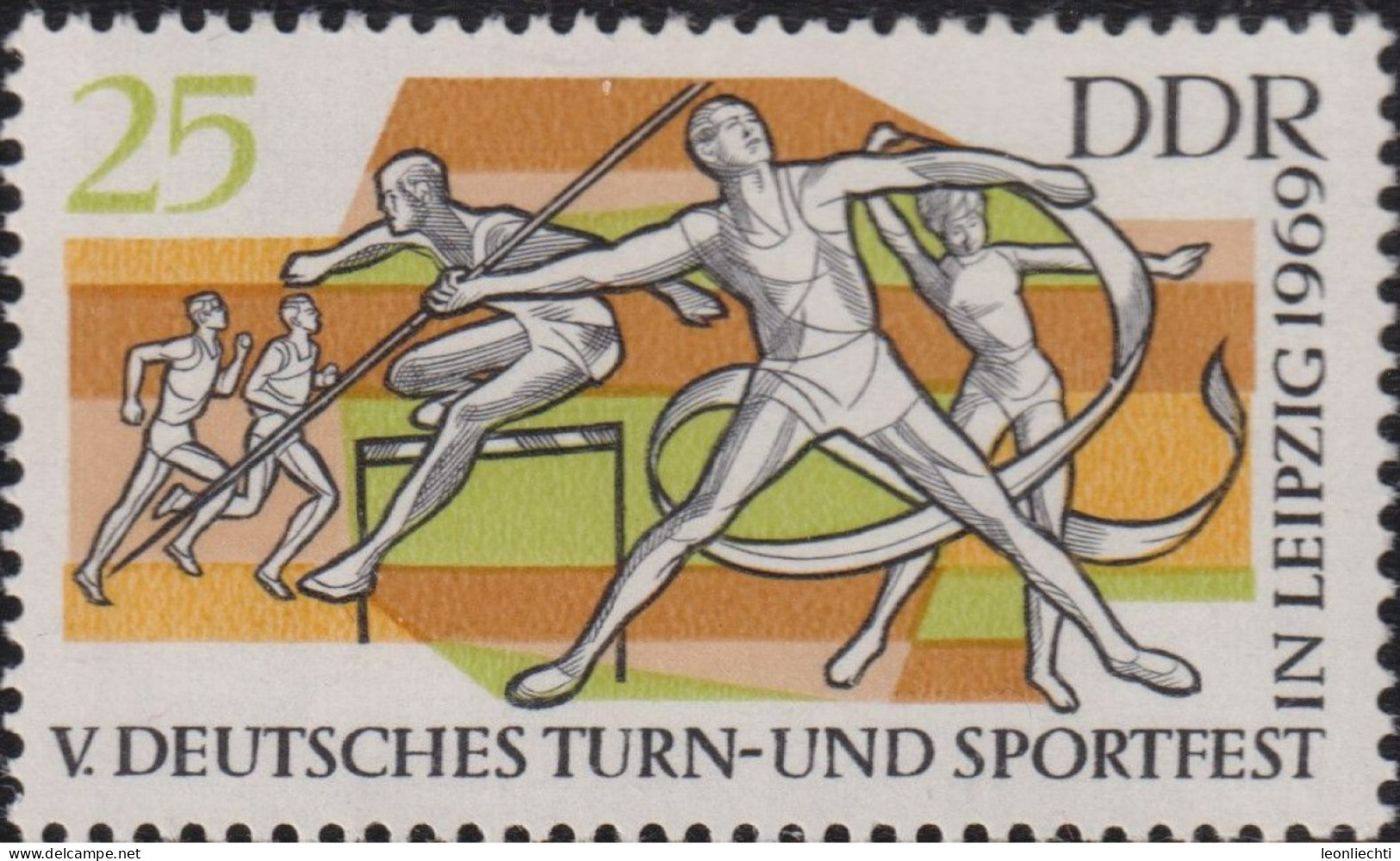 1969 DDR ** Mi:DD 1487, Sn:DD 1121, Yt:DD 1183, Sg:DD E1208 Turnfest In Leipzig, Leichtathleten - Unused Stamps