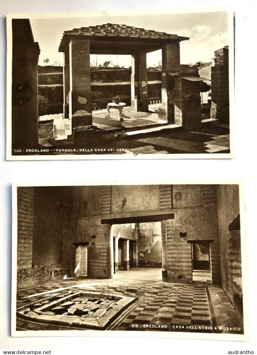 2 Cartes Postales Qualité Photo - ERCOLANO - Casa Dell'atrio A Mosaico - Casa Dei Cervi - Vincenzo Carcavallo Napoli - Ercolano