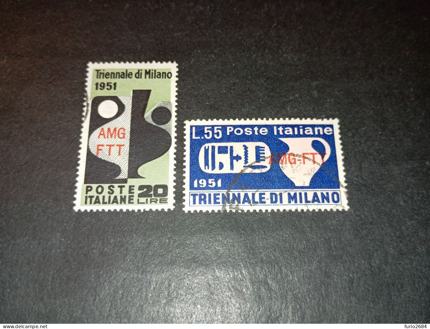 07AL05 TERRITORIO LIBERO TRIESTE ZONA A AMG-FTT 1951 IX TRIENNALE DI MILANO 2 VALORI "O" - Usati