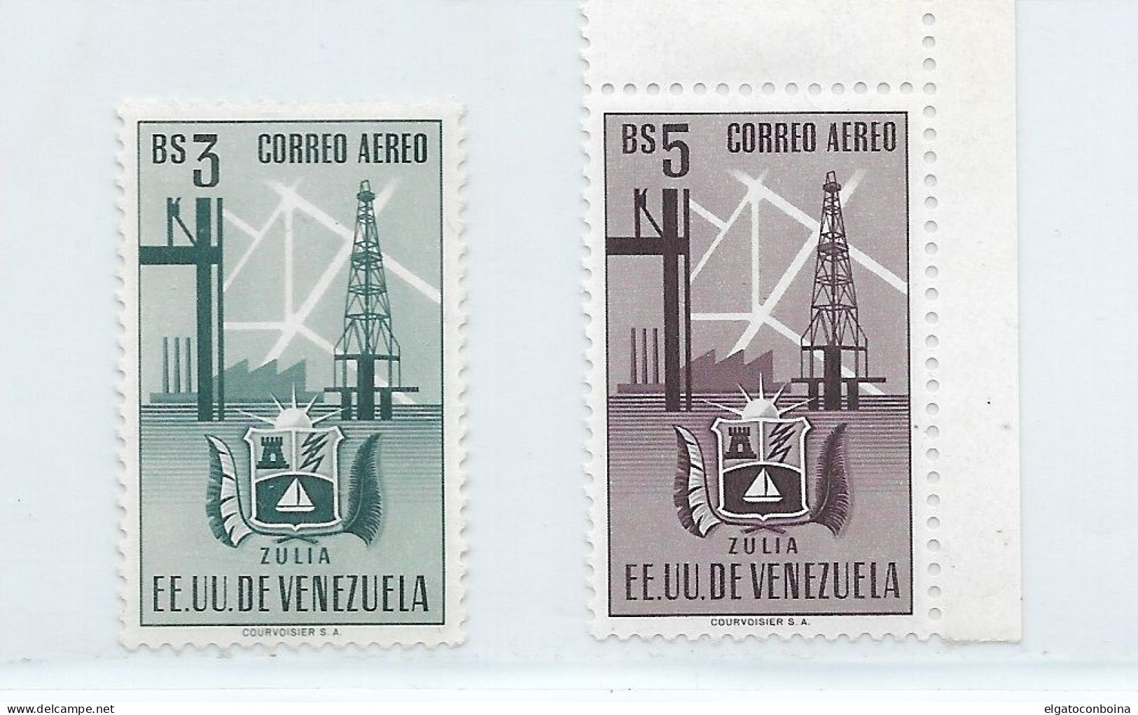 VENEZUELA 1952 STATE OF ZULIA INDUSTRY COATS 2 VALUES  3 AND 5 BS MNH C353-54 - Venezuela