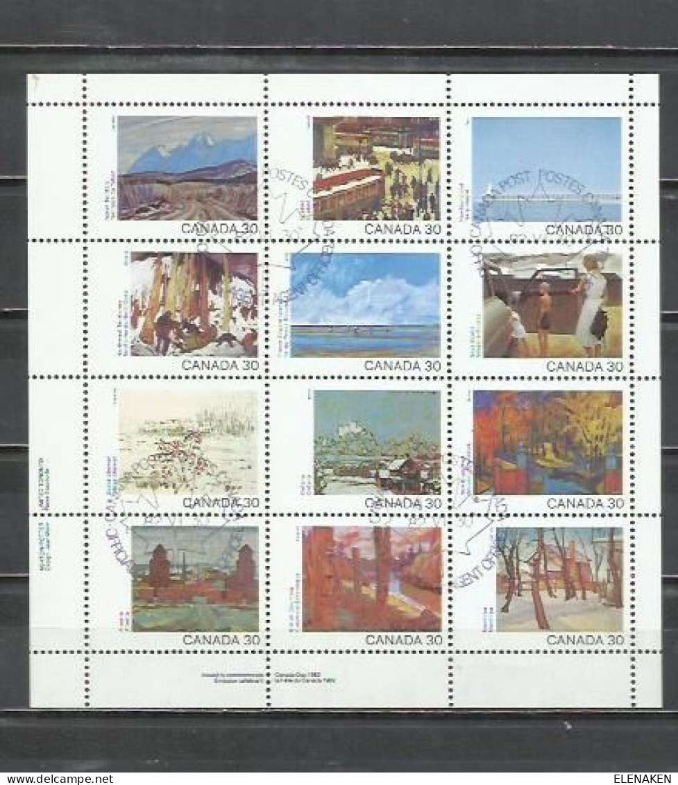 L17- HOJA BLOQUE COMPLETA PLIEGO CANADÁ 1982 Nº 800/811 PAISAJES. YVERT 9,60€ - Blocks & Kleinbögen