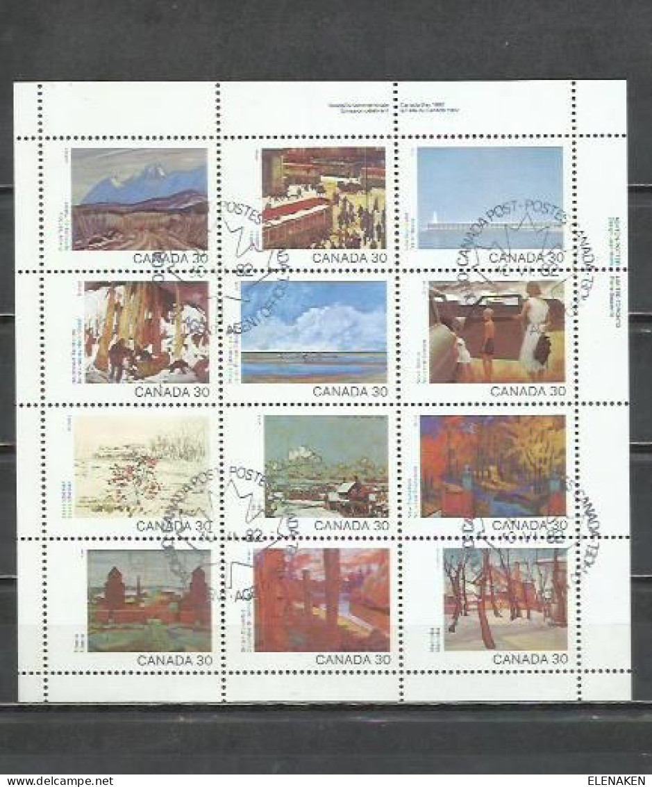 L18- HOJA BLOQUE COMPLETA PLIEGO CANADÁ 1982 Nº 800/811 PAISAJES. YVERT 9,60€ - Blocks & Sheetlets