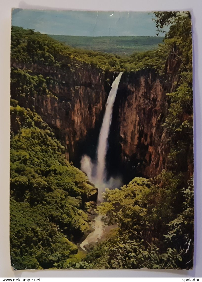 Vintage Postcard-ZAMBIA-Kalambo Falls Near Mbala-1990-used With Stamp - Zambia