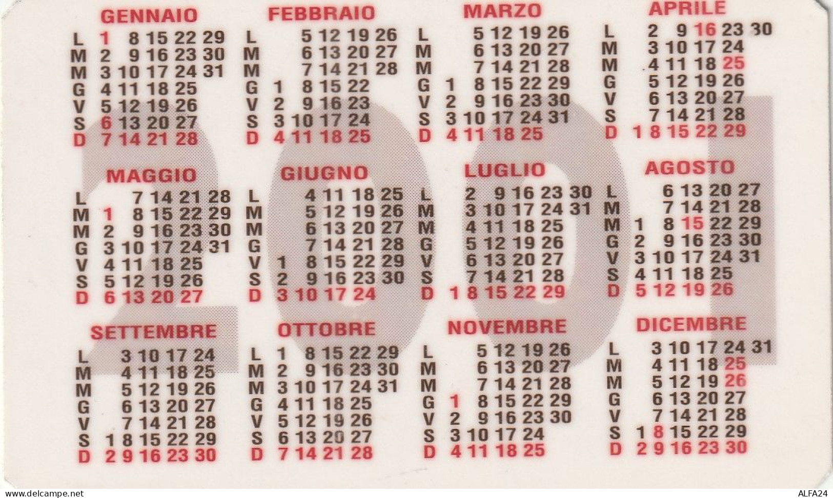 CALENDARIO 2001 FORMATO PICCOLO (MH457 - Tamaño Pequeño : 2001-...