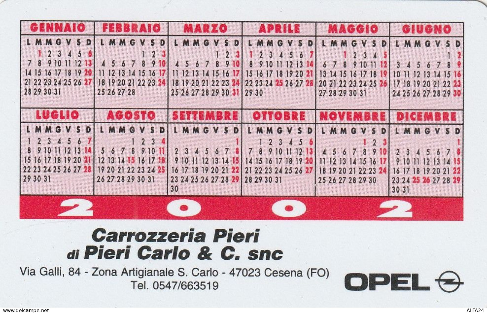 CALENDARIO 2002 FORMATO PICCOLO (MH422 - Tamaño Pequeño : 2001-...