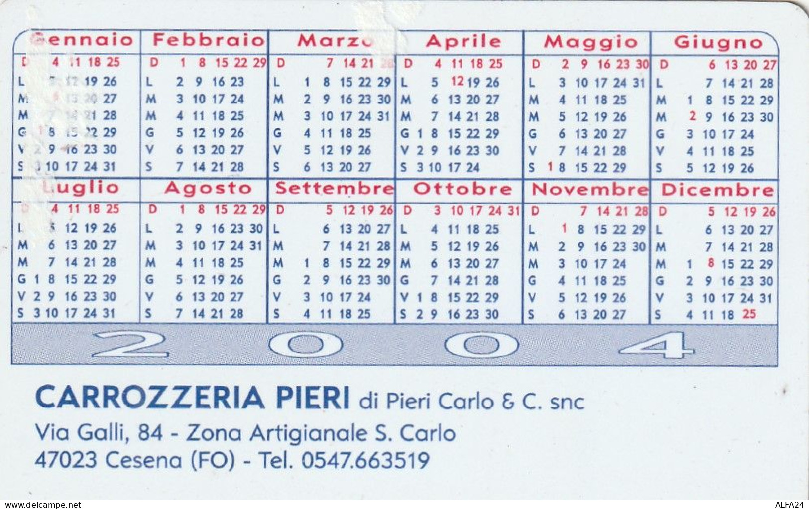 CALENDARIO 2004 FORMATO PICCOLO (MH418 - Petit Format : 2001-...