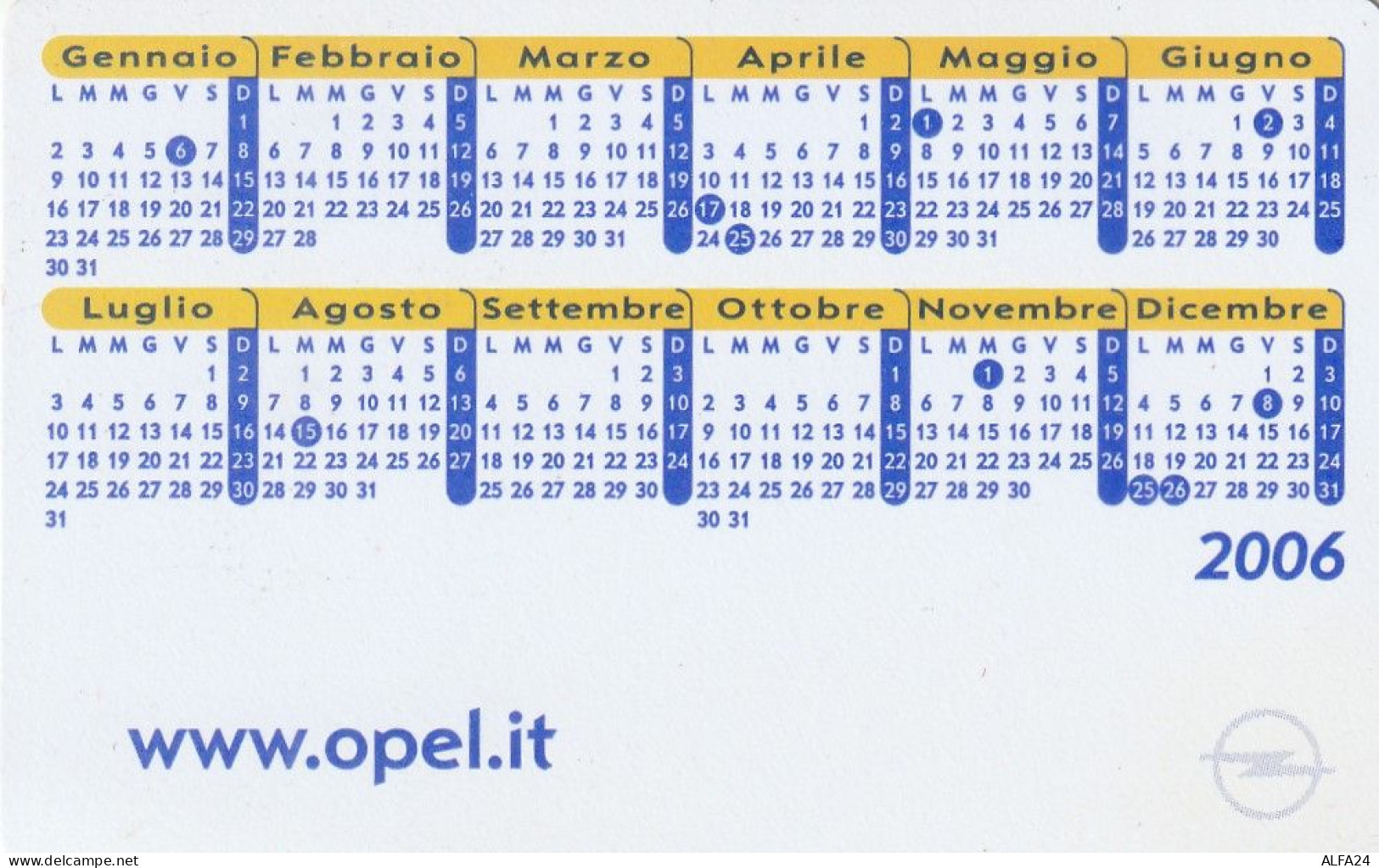 CALENDARIO 2006 FORMATO PICCOLO (MH406 - Petit Format : 2001-...