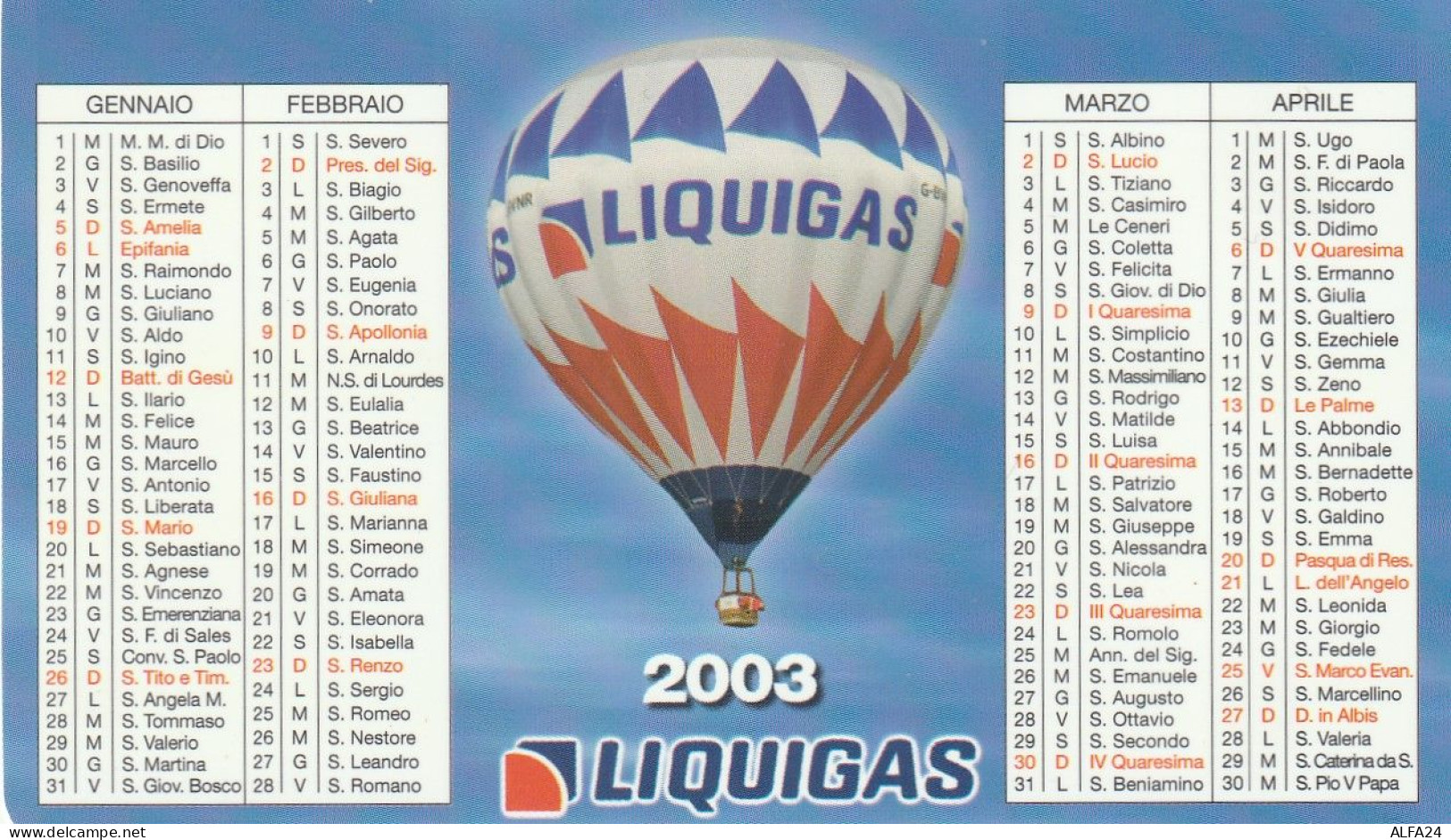 CALENDARIO 2003 FORMATO PICCOLO (MH405 - Tamaño Pequeño : 2001-...