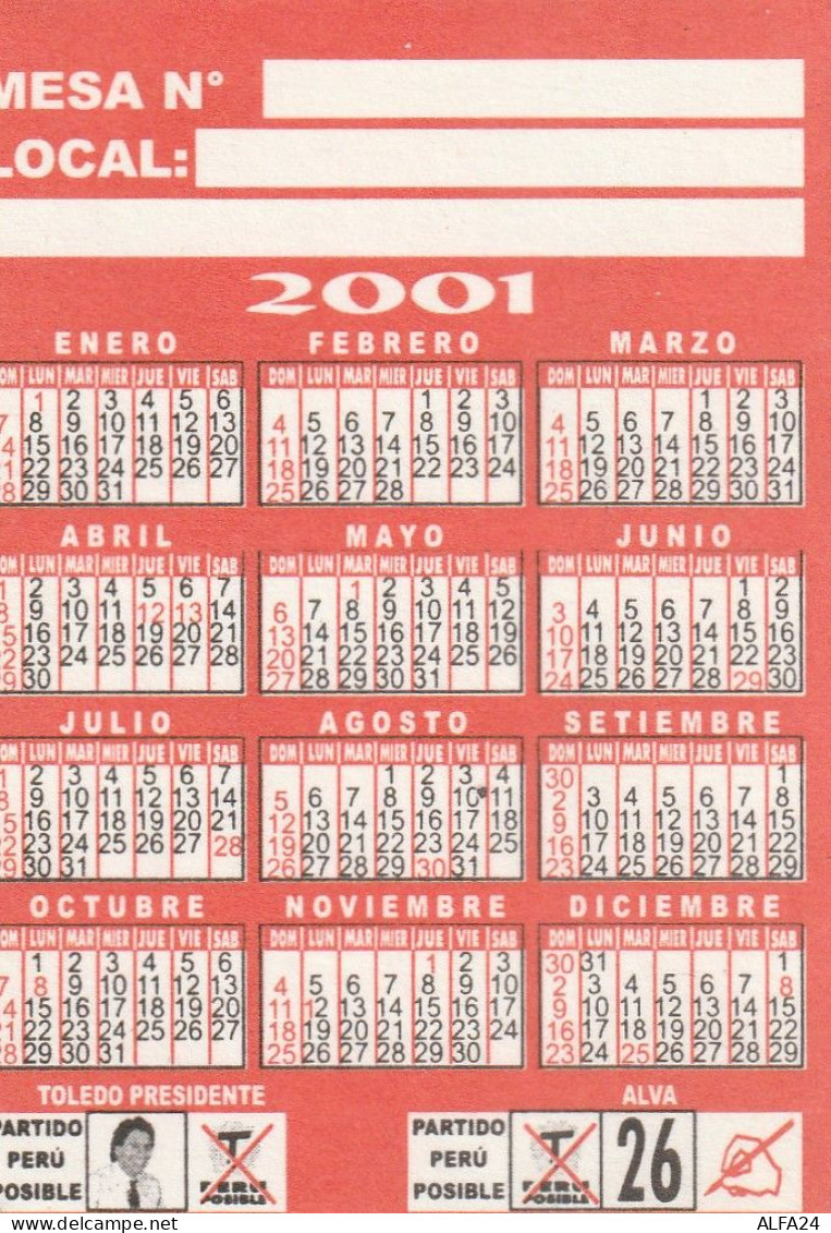 CALENDARIO 2001 FORMATO PICCOLO (MH376 - Tamaño Pequeño : 2001-...