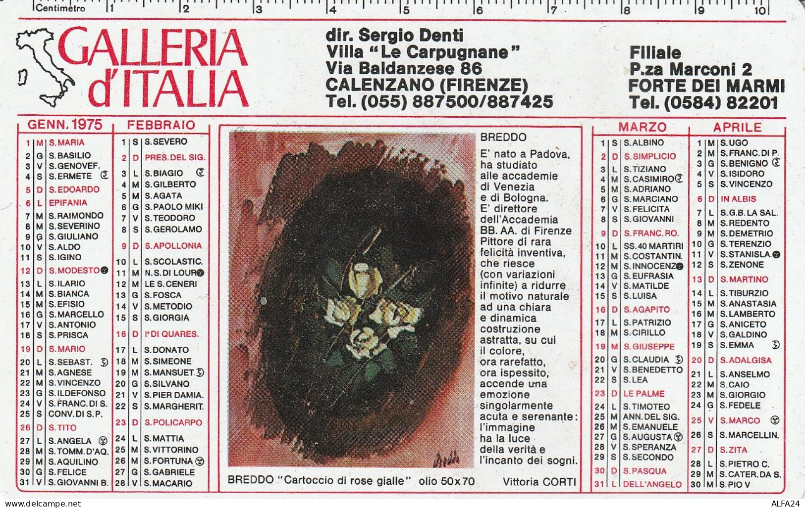 CALENDARIO 1975 FORMATO PICCOLO (MH369 - Formato Piccolo : 1971-80