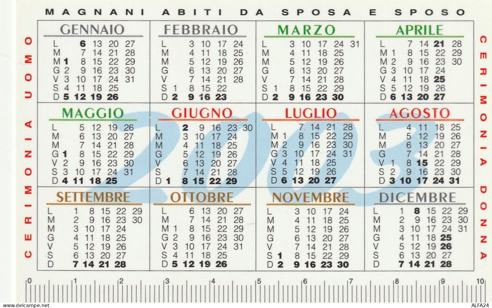 CALENDARIO 2003 FORMATO PICCOLO (MH325 - Tamaño Pequeño : 2001-...