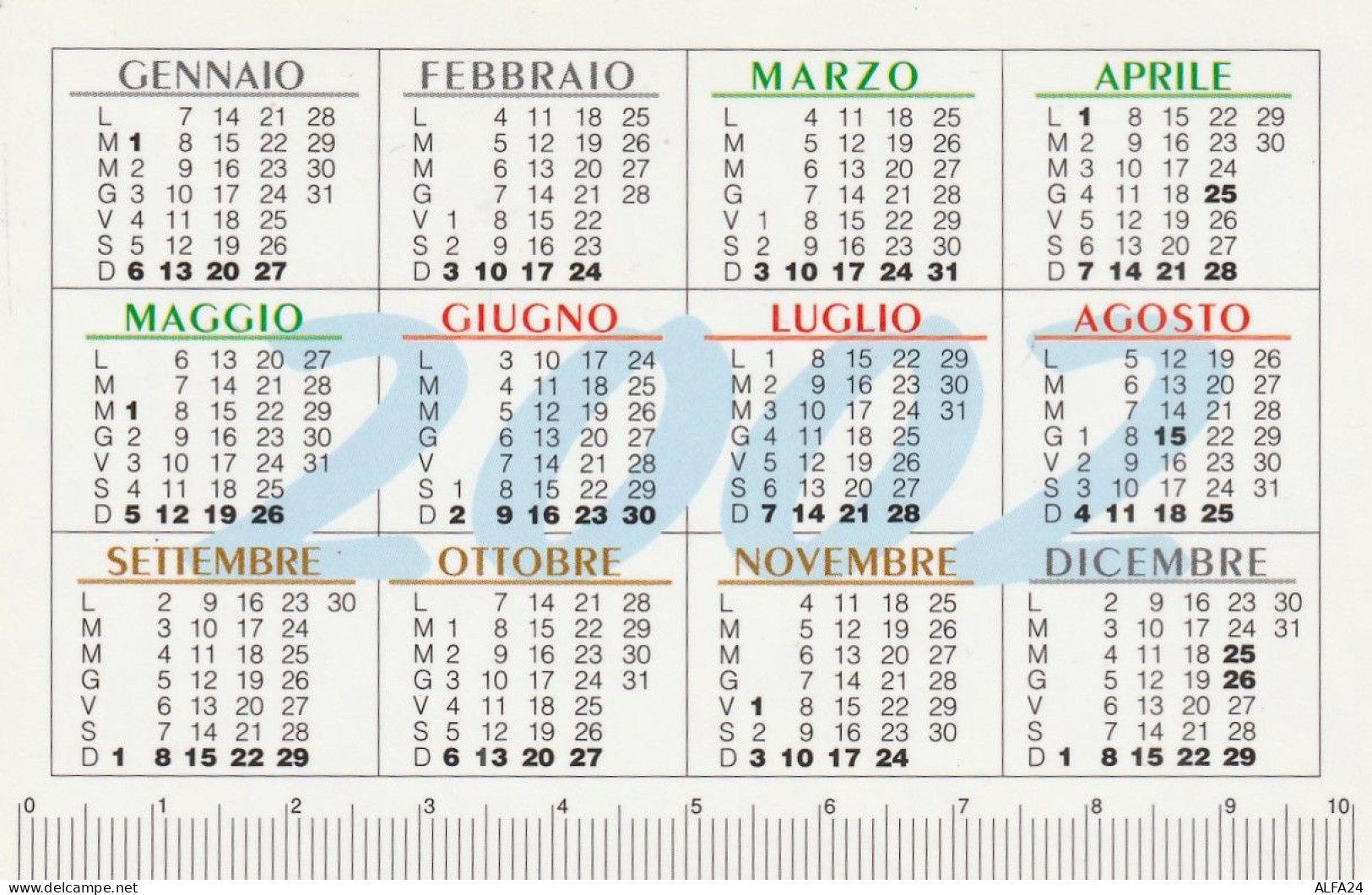 CALENDARIO 2002 FORMATO PICCOLO (MH324 - Tamaño Pequeño : 2001-...