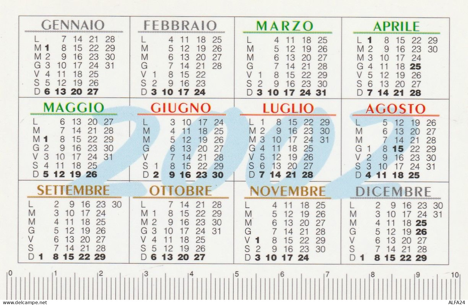 CALENDARIO 2002 FORMATO PICCOLO (MH322 - Tamaño Pequeño : 2001-...