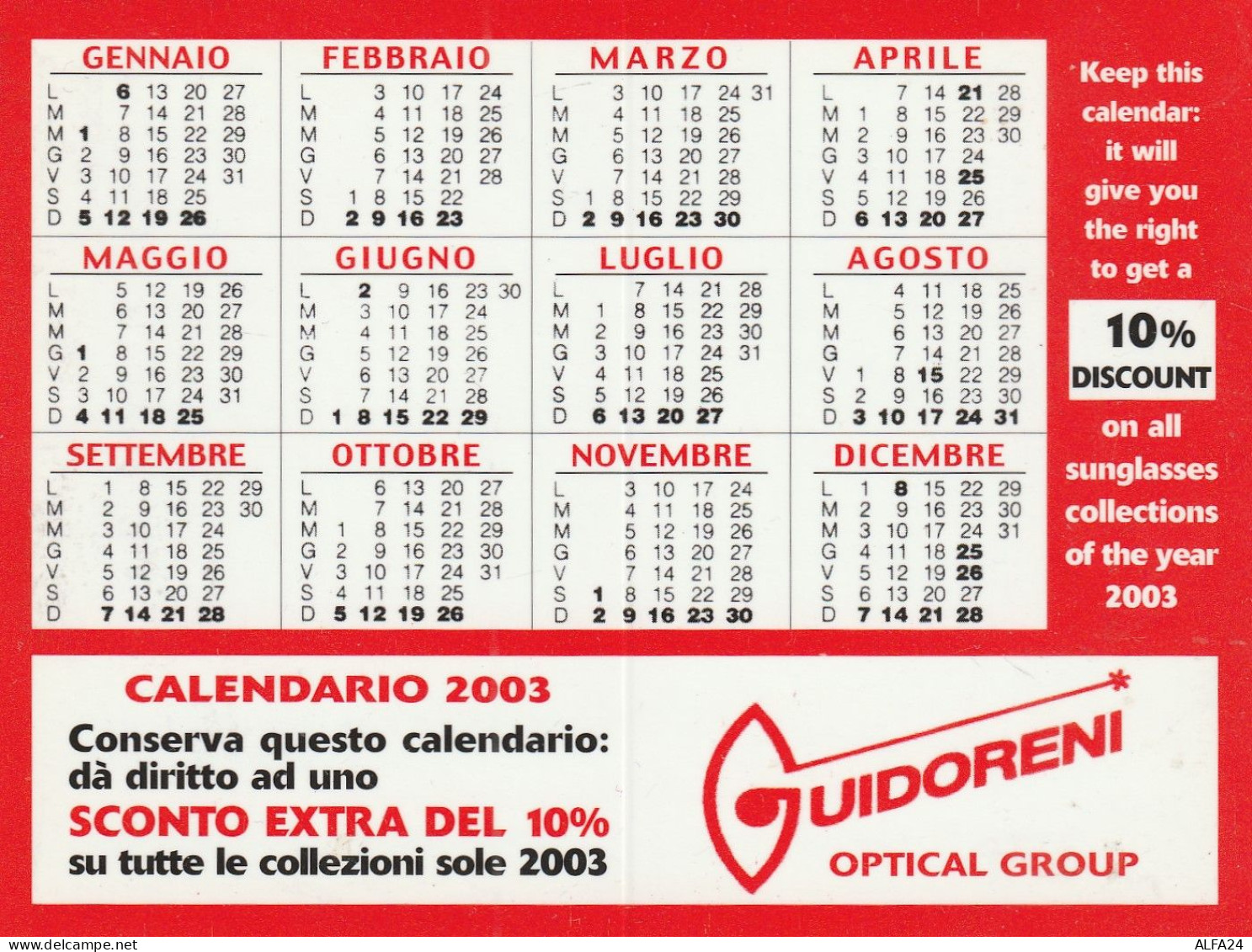 CALENDARIO 2003 FORMATO PICCOLO (MH314 - Tamaño Pequeño : 2001-...