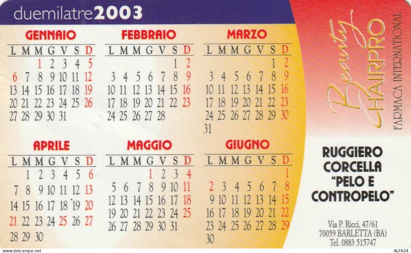 CALENDARIO 2003 FORMATO PICCOLO (MH309 - Tamaño Pequeño : 2001-...