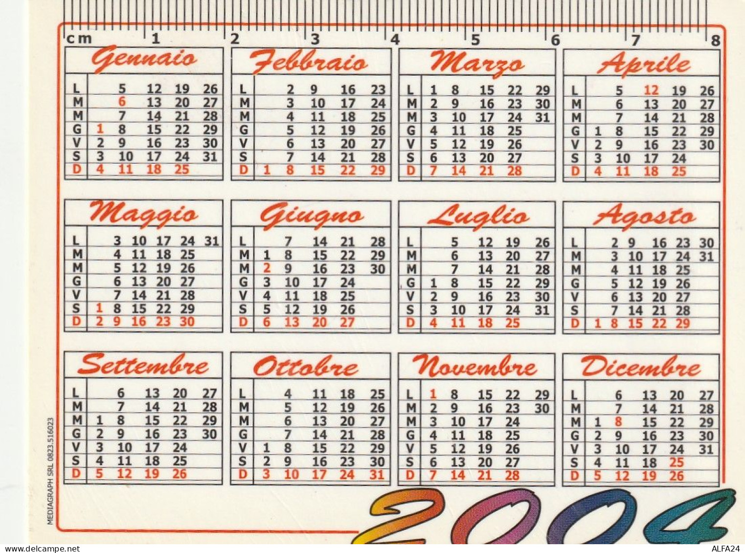 CALENDARIO 2004 FORMATO PICCOLO (MH294 - Tamaño Pequeño : 2001-...