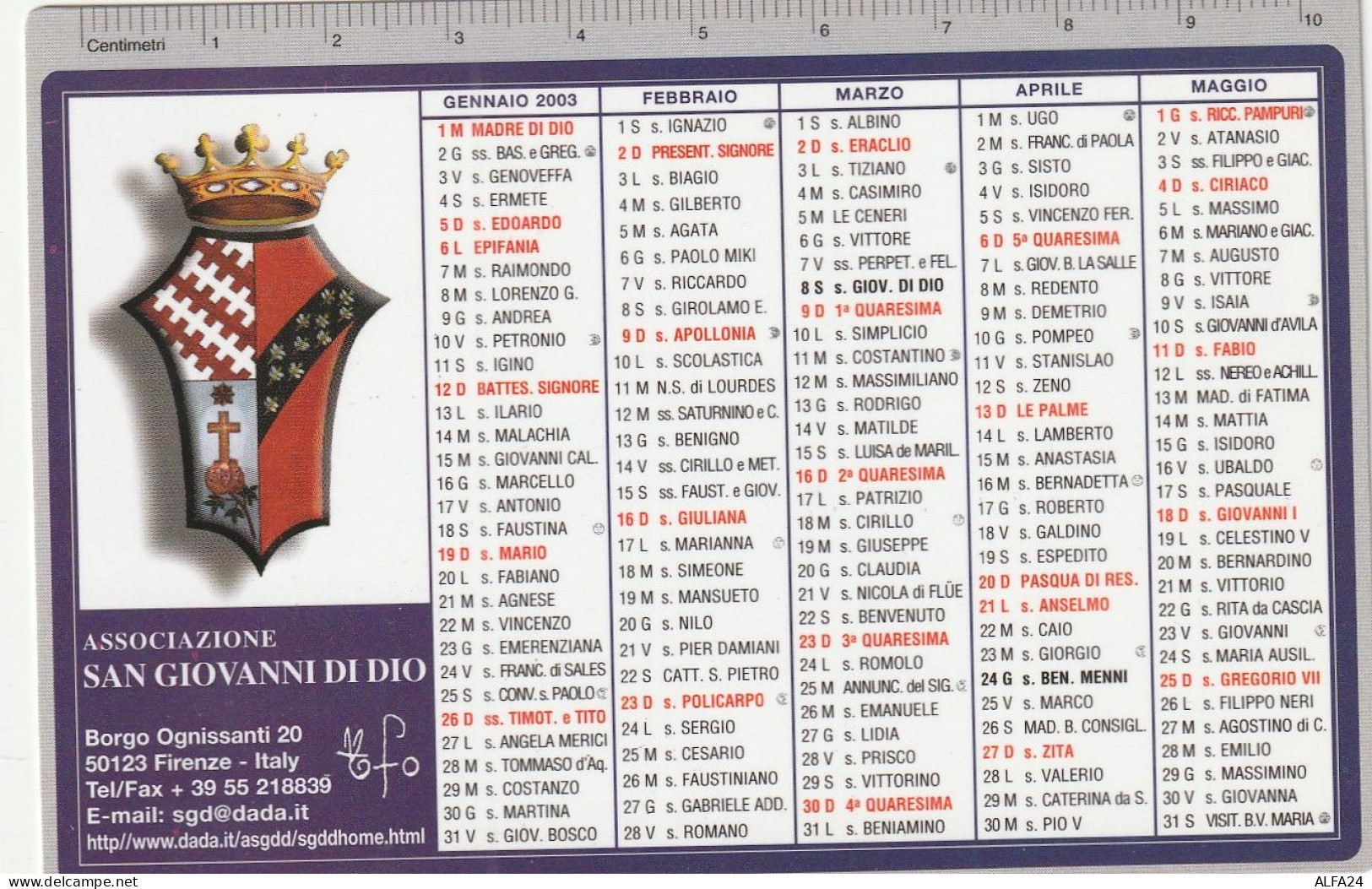 CALENDARIO 2003 FORMATO PICCOLO (MH299 - Small : 2001-...