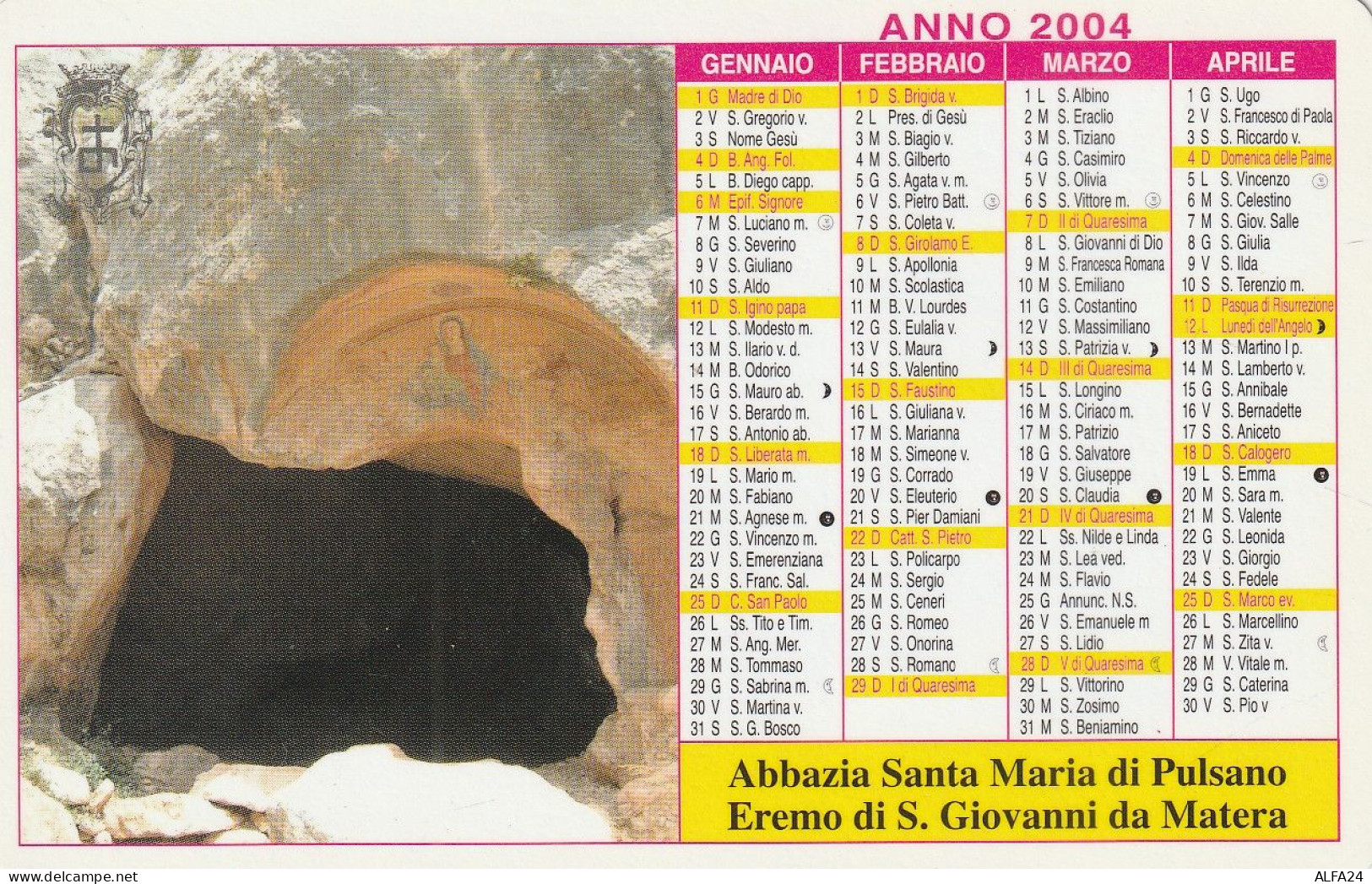 CALENDARIO 2004 FORMATO PICCOLO (MH290 - Tamaño Pequeño : 2001-...