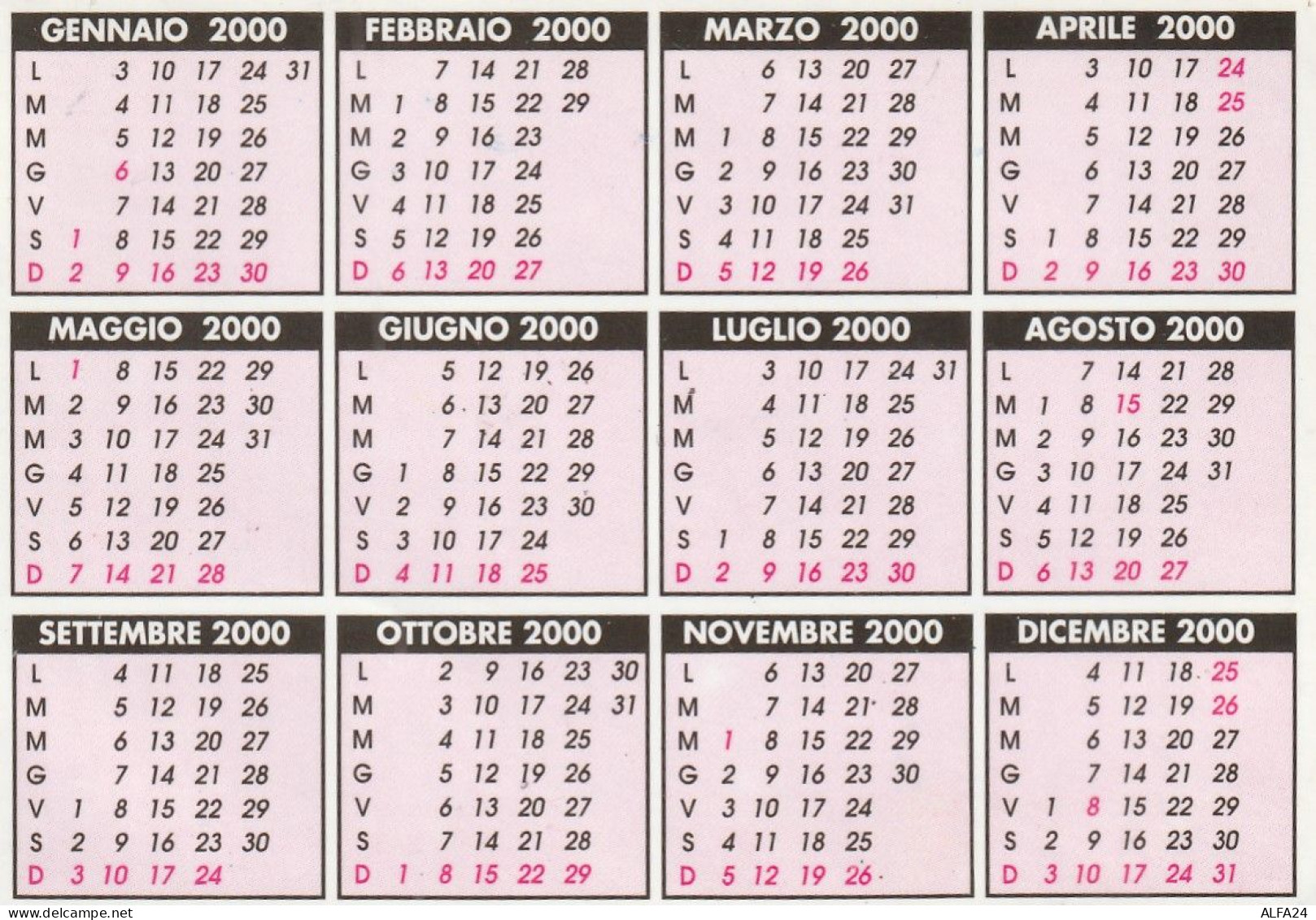 CALENDARIO 2000 FORMATO PICCOLO (MH289 - Small : 1991-00