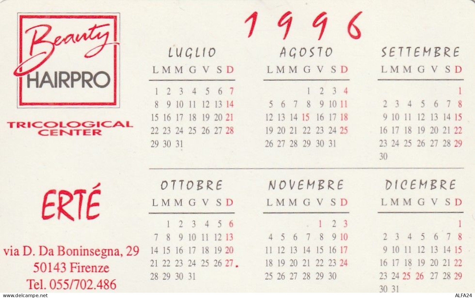 CALENDARIO 1996 FORMATO PICCOLO (MH279 - Small : 1991-00