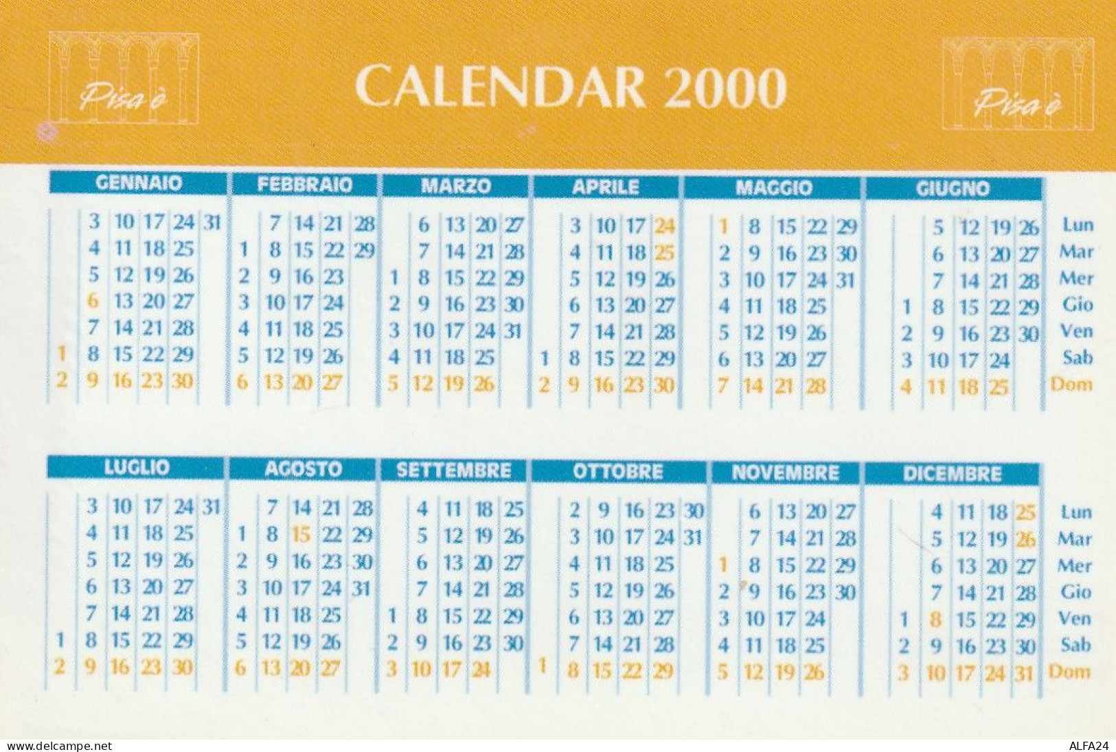 CALENDARIO 2000 FORMATO PICCOLO (MH276 - Small : 1991-00