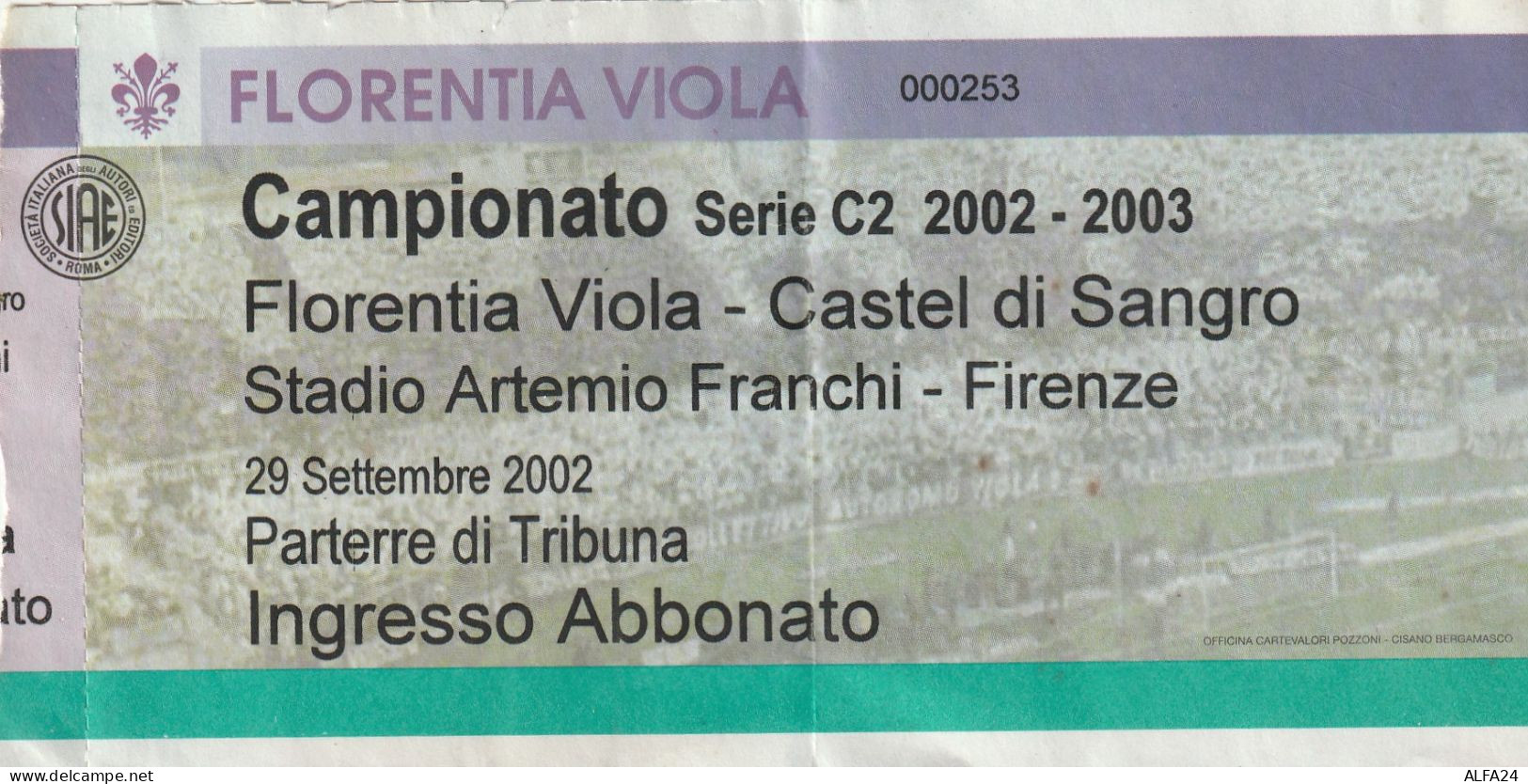 BIGLIETTO CAMPIONATO FIORENTINA 2002-2003 (MH755 - Eintrittskarten