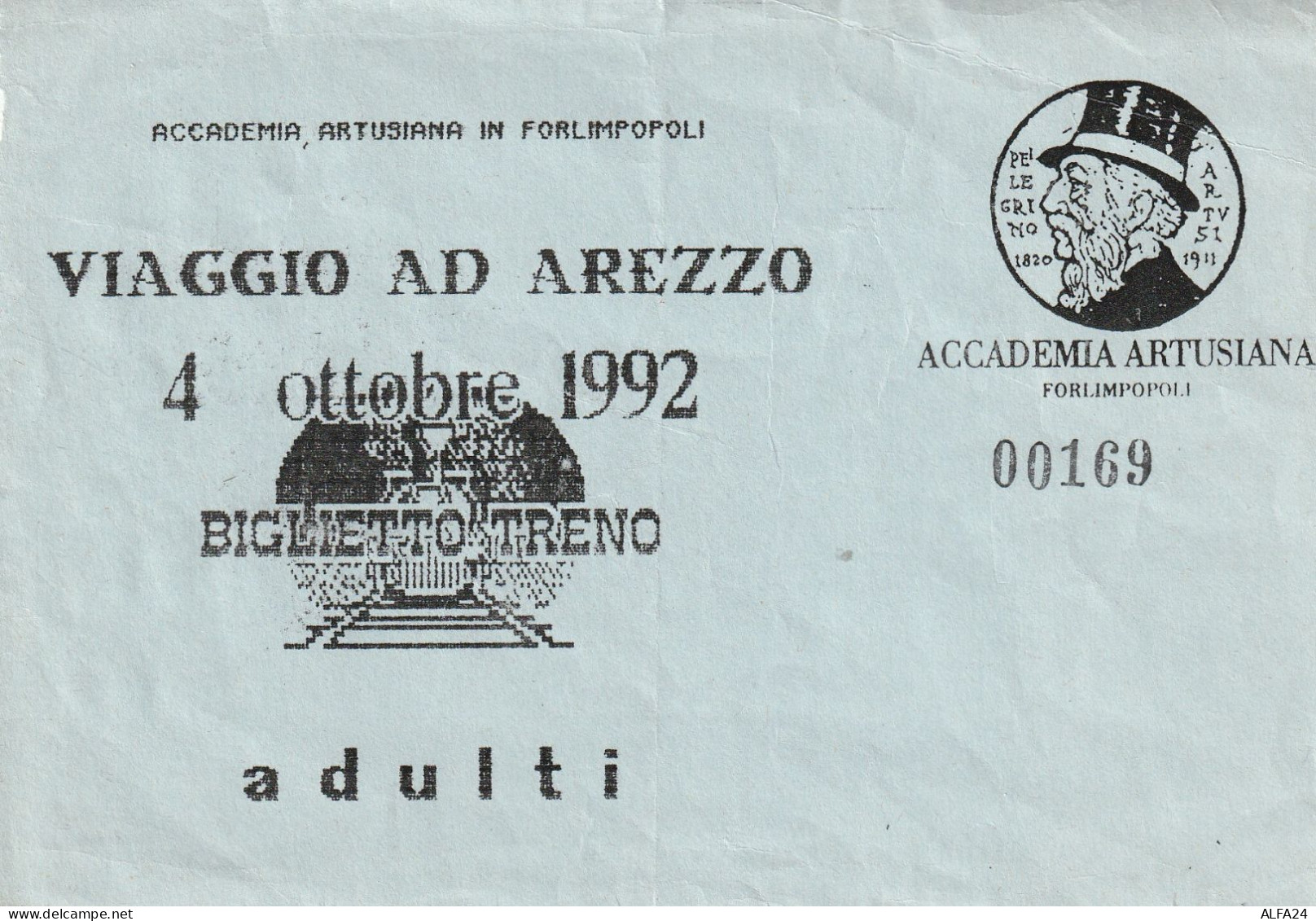 BIGLIETTO TRENO VIAGGIO AREZZO 1992 (MH756 - Eintrittskarten