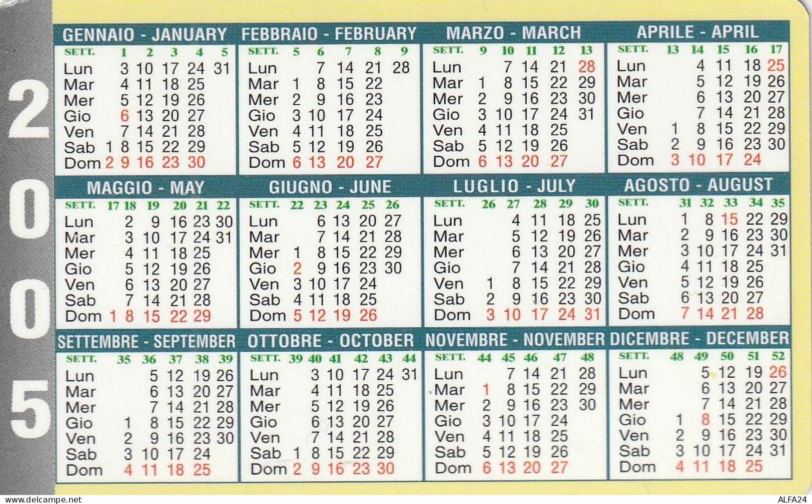 CALENDARIO 2005 FORMATO PICCOLO (MH511 - Petit Format : 2001-...