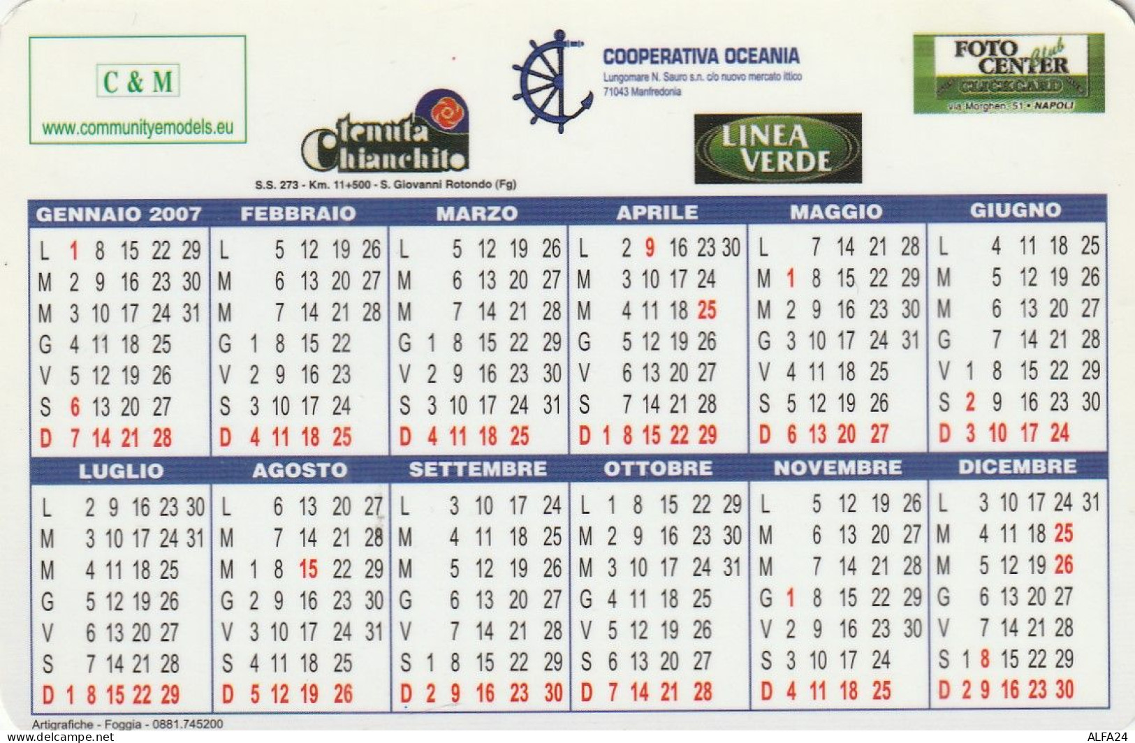 CALENDARIO 2007 FORMATO PICCOLO (MH508 - Tamaño Pequeño : 2001-...