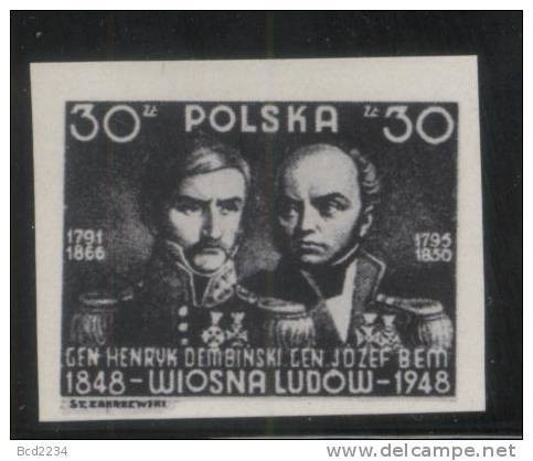 POLAND 1948 100TH ANNIV 1848 POLISH UPRISING REVOLUTION  BLACK PRINT NHM Spring Of Nations Generals Bem Dembinski Army - Ongebruikt