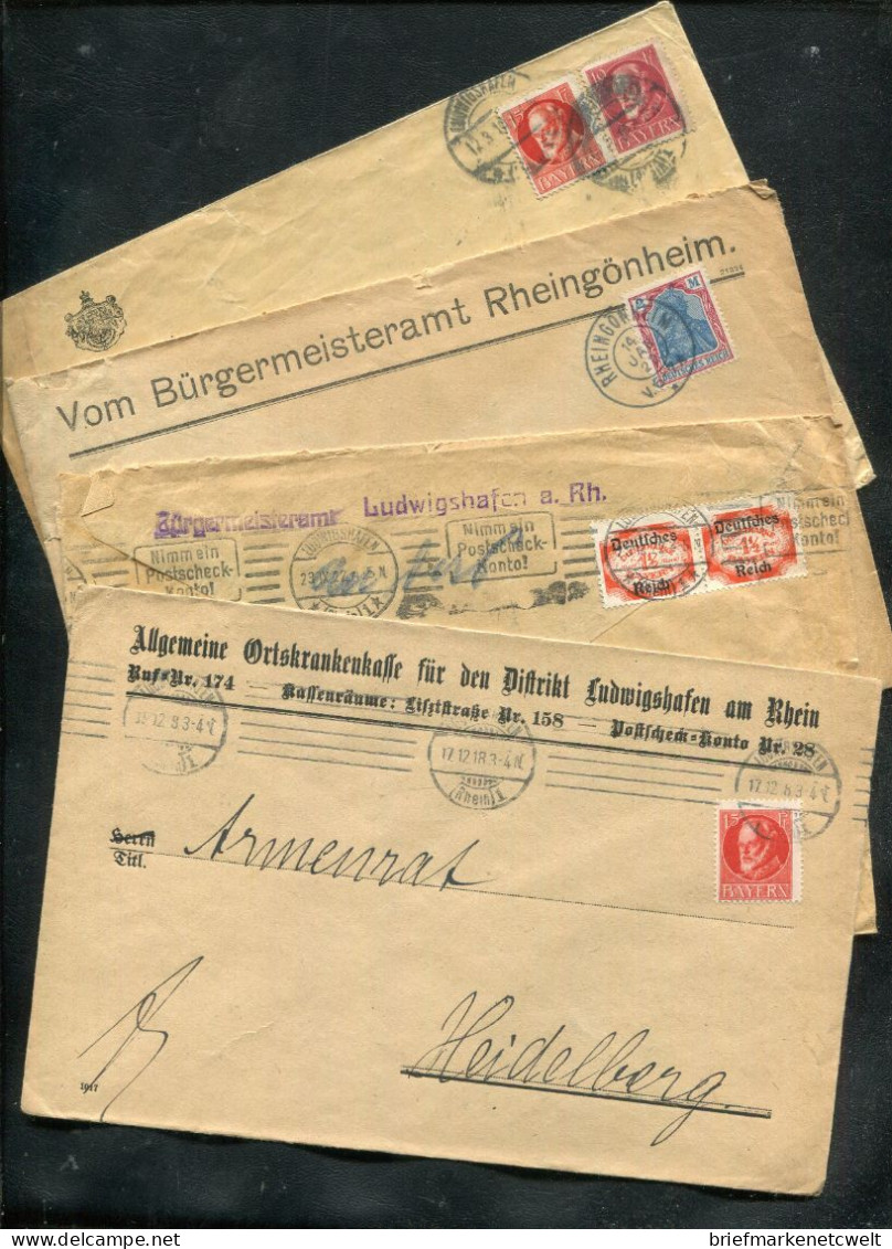 "BAYERN/DEUTSCHES REICH" 1918 Ff., Partie Mit 4 Int. Briefen (B0143) - Sammlungen