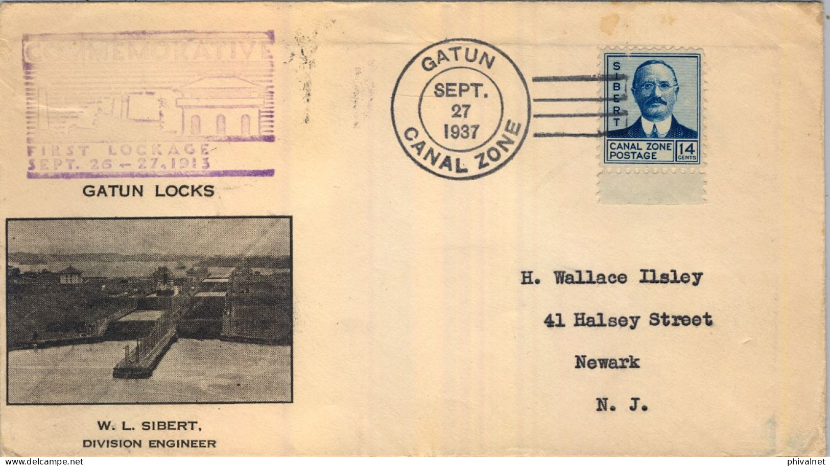 1937 CANAL ZONE , GATUN - NEWARK , GATUN LOCKS , YV. 87 - INGENIERO W. L. SIBERT - Canal Zone