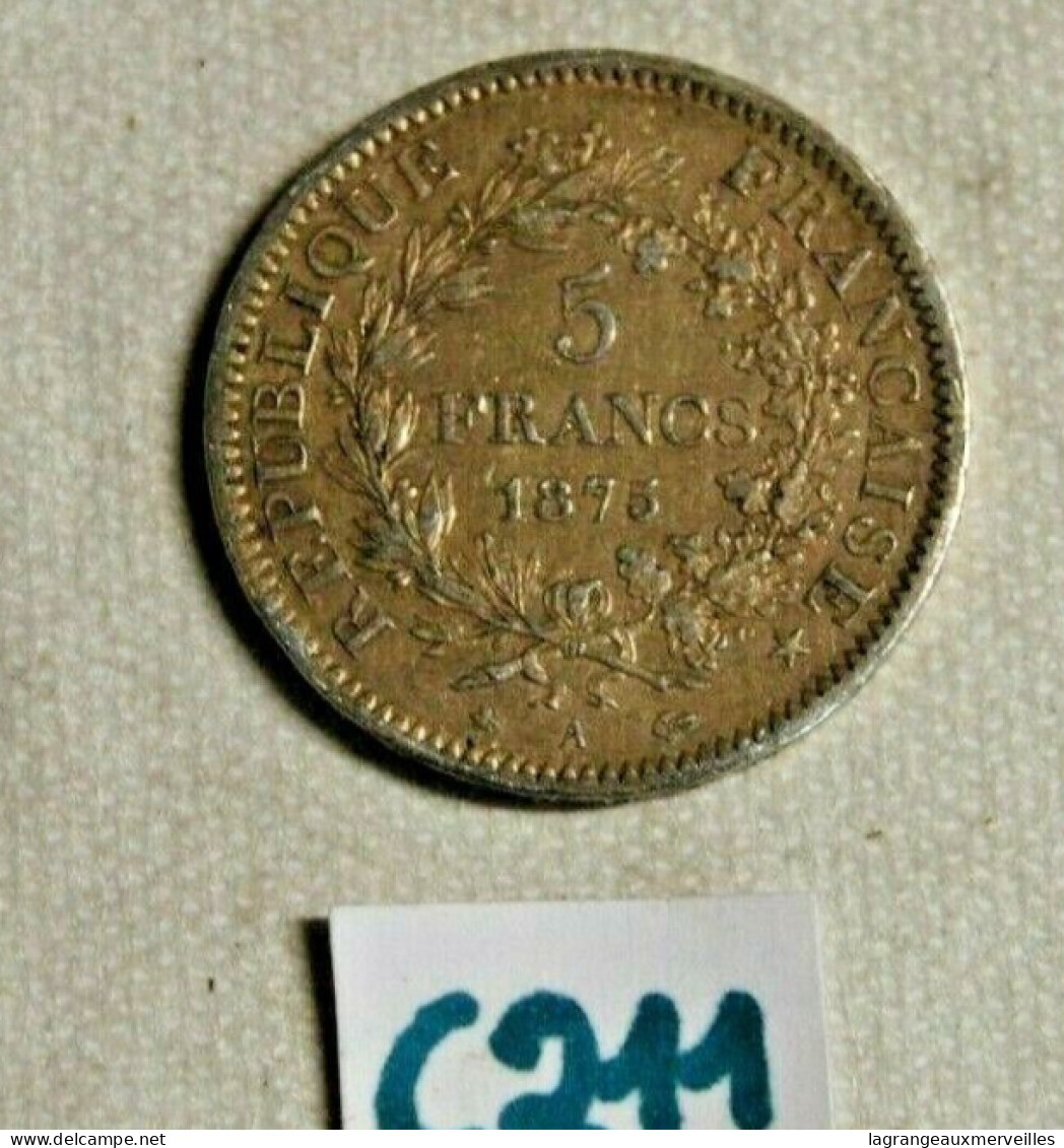 C211 Monnaie - France - 5 Frs - 1875 - Paris - Hercule - 5 Francs
