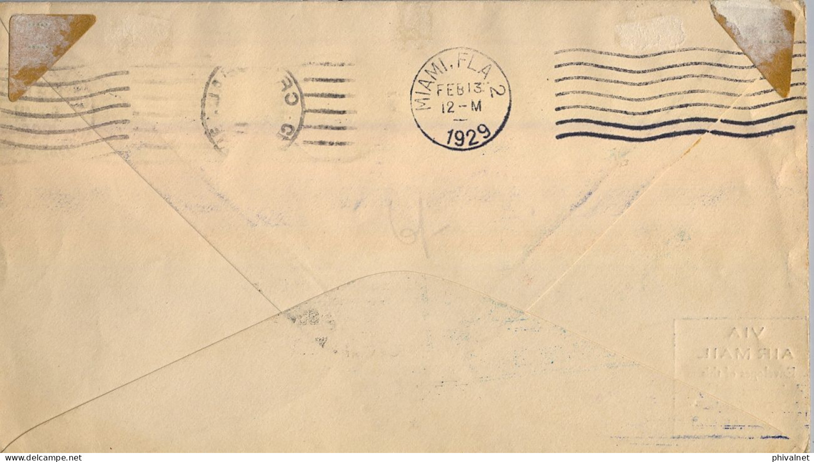 1929 CANAL ZONE , CRISTOBAL - NEW YORK , CORREO AÉREO , YV. 78 , 2 AÉREO - GOETHALS - Kanaalzone