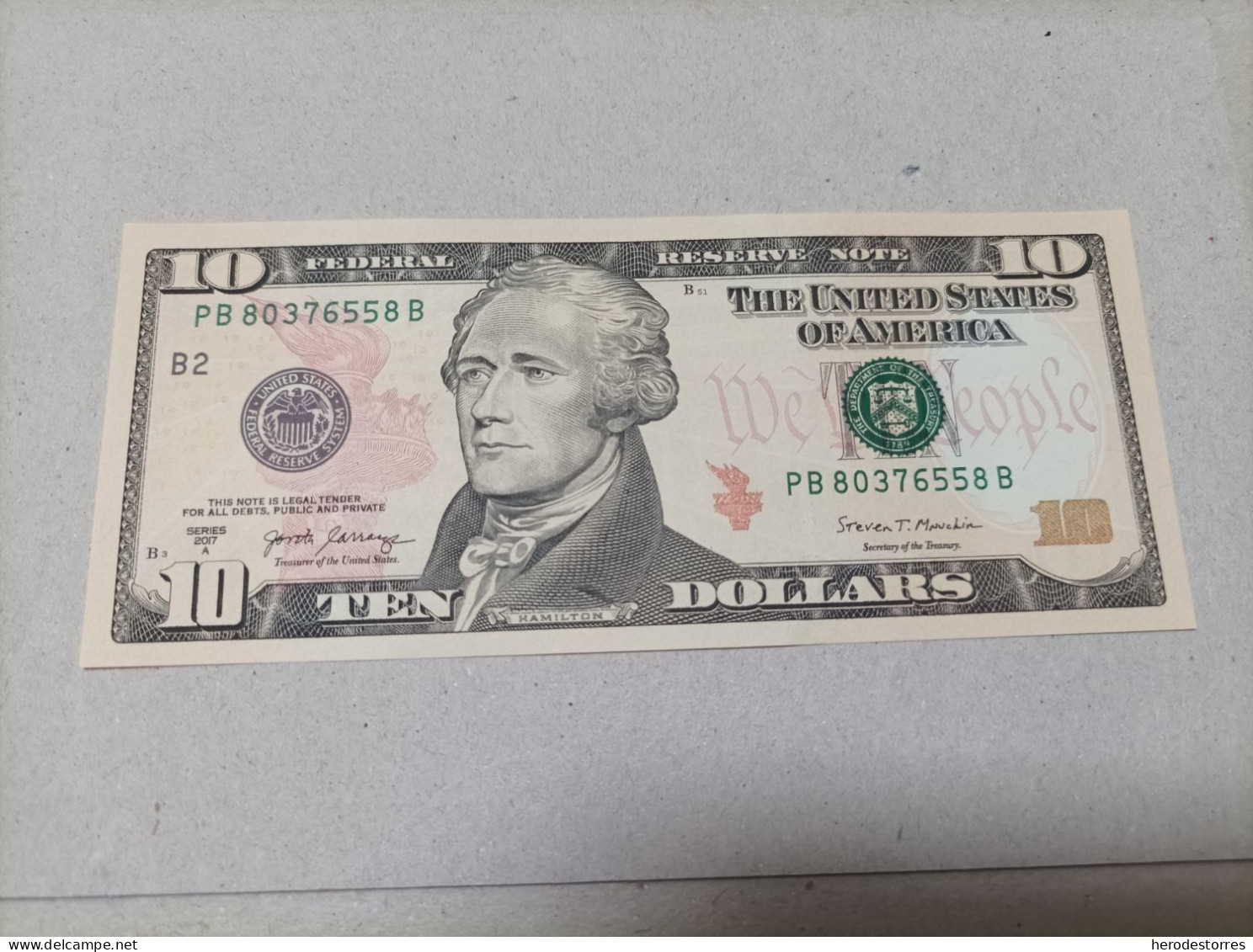 Billete Estados Unidos, 10 Dólares, Año 2017, UNC - Unidentified