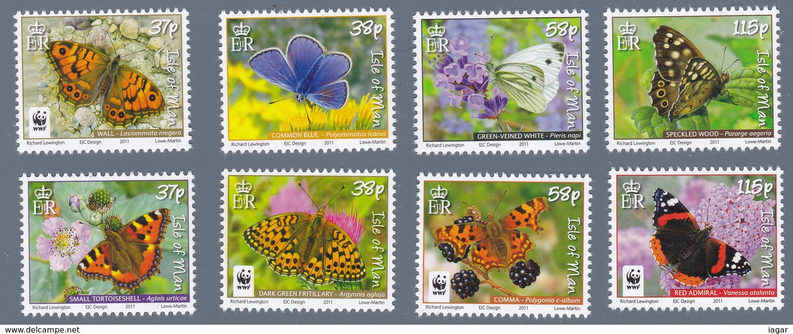 THEMATIC FAUNA:   2011 BUTTERFLIES WWF   8v     -    ISLE OF MAN - Papillons