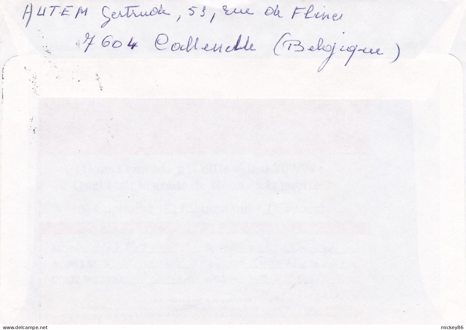 Belgique -1994--Lettre De CALLENELLE  Pour PARIS-75 (France)..timbre...cachet - Cartas & Documentos