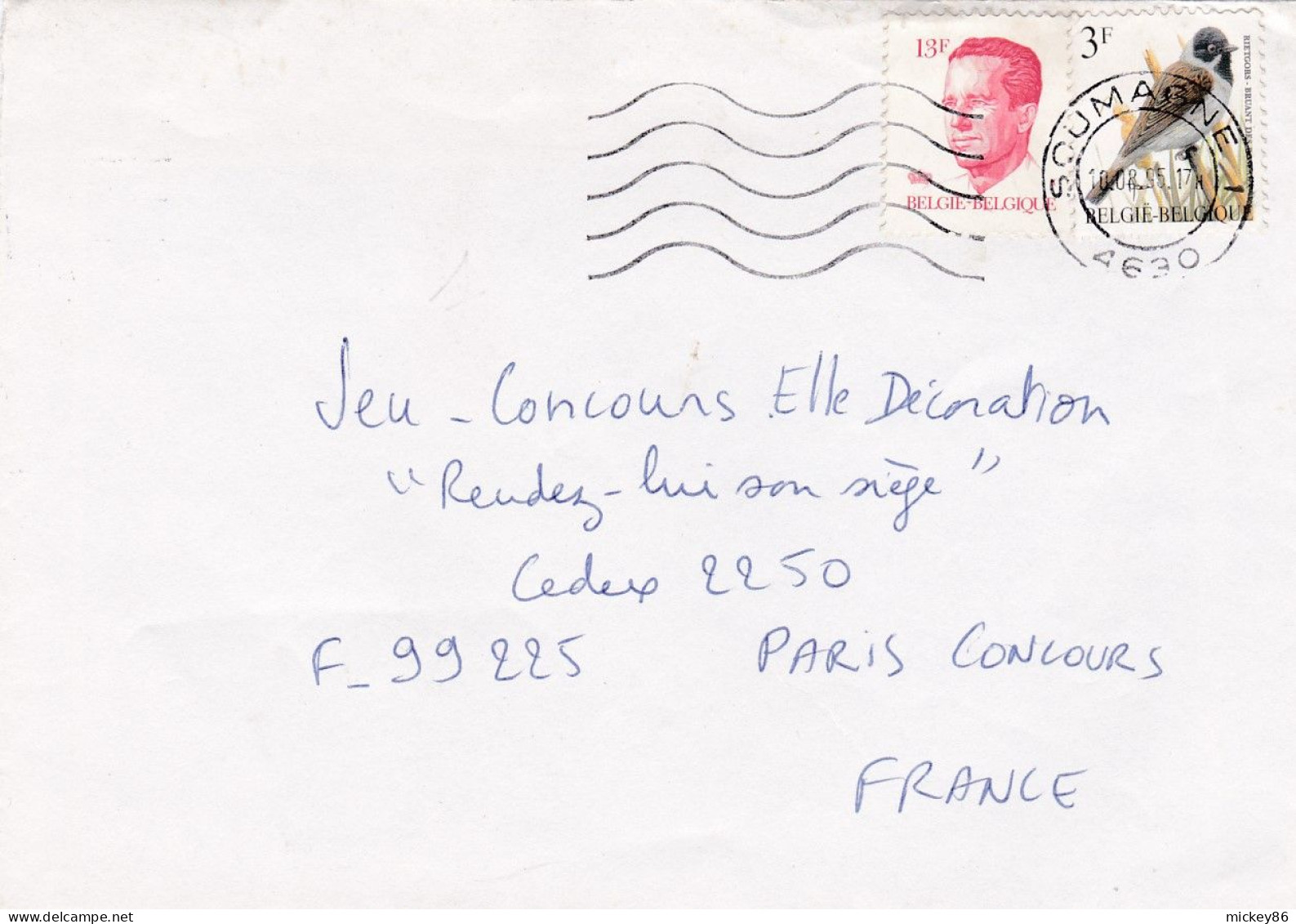 Belgique -1995--Lettre De SOUMAGNE  Pour PARIS-75 (France)..timbre (oiseau) ...cachet - Briefe U. Dokumente